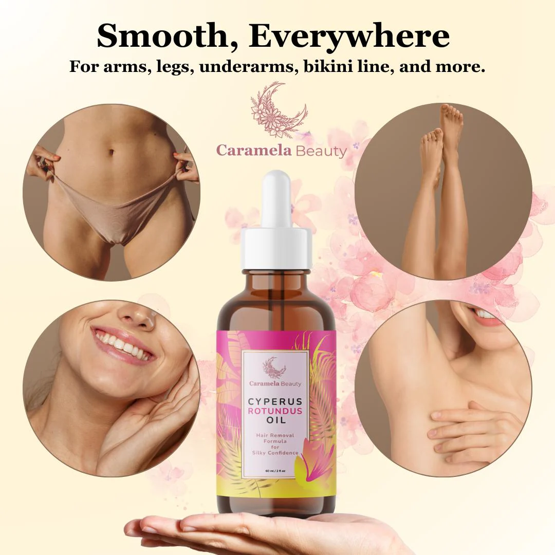 Caramela Beauty Cyperus Rotundus Oil for Natural Permanent Hair Reduction